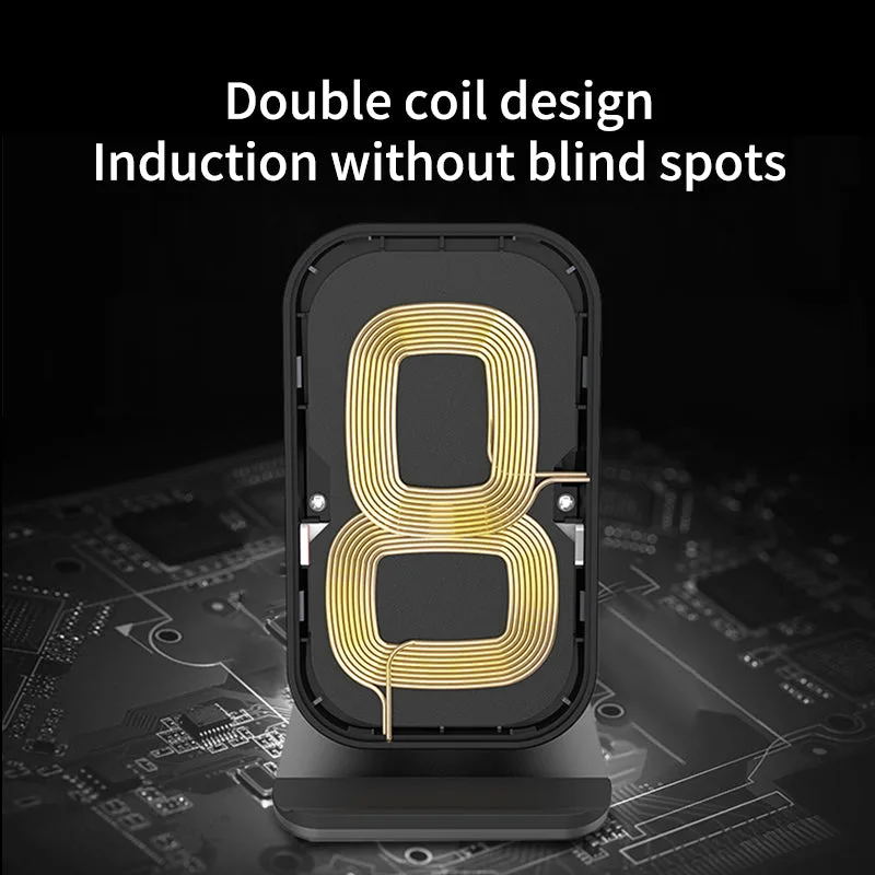 Aluminium Alloy Dual Coils Wireless Charger Universal 15W Fast Wireless Chargers Holder for Android/iPhone/Samsung — photo 2