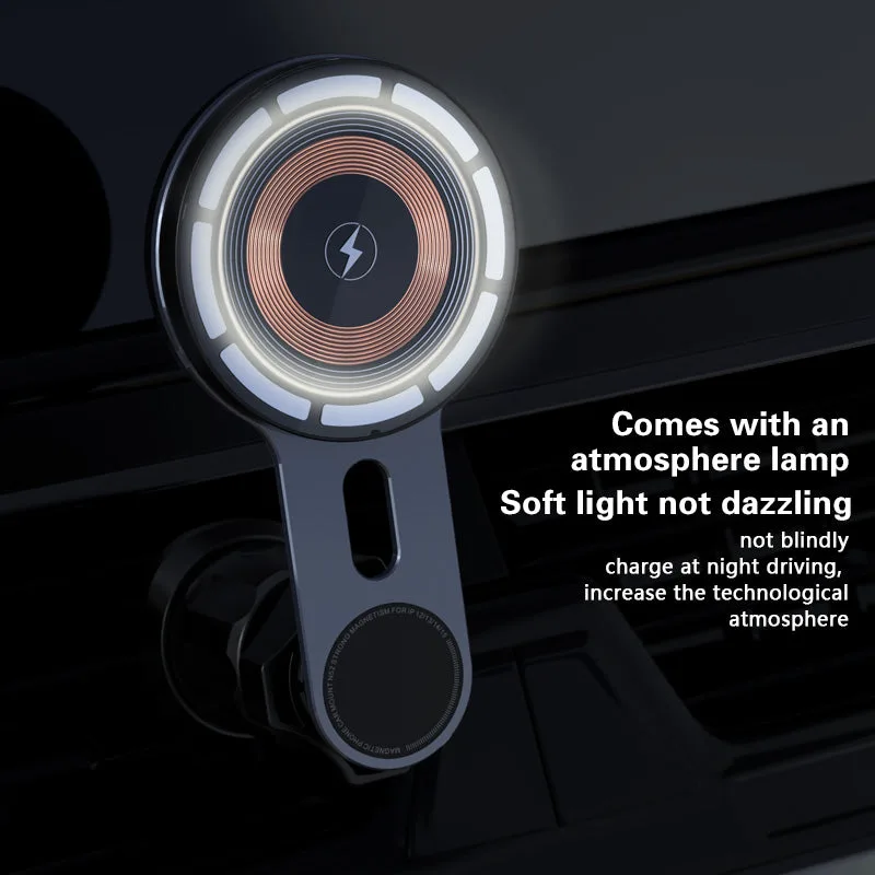 M8 Magnetic Wireless Car Charger, Airvent Mount 15W Rapid Vehicle Charging Holder for iPhone12/13/14/15/16 — photo 4