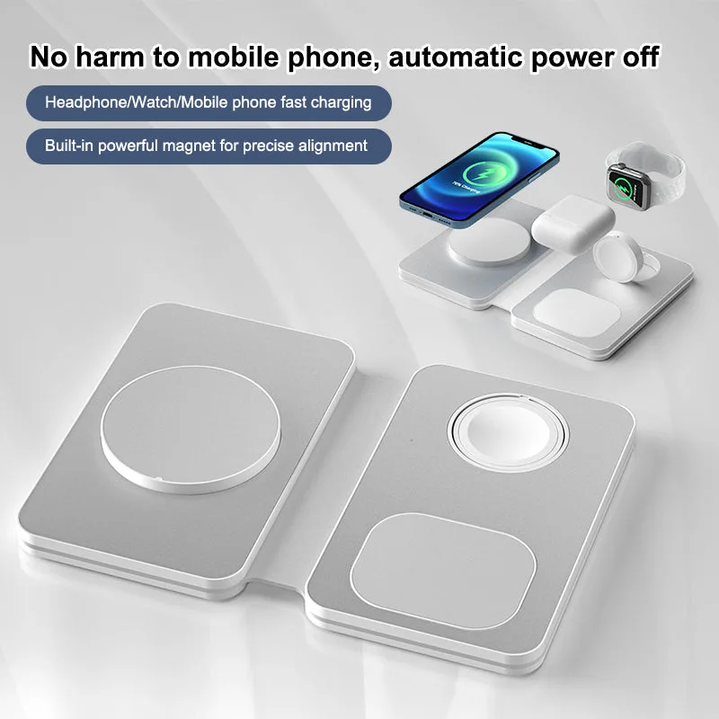 T5 Folding Magsafe 3 in 1 Wireless Charger, 15W Tabletop Chargers Free Upgrade for Apple Watch for iPhone12/13/14/15/16 — photo 3