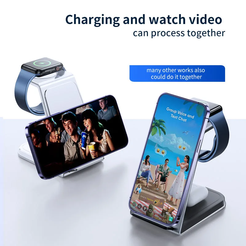 T6 Qi Certified 3 in 1 Wireless Charger Holder, Dual Coils Aluminium Desk Power Charger for Samsung for iPhone/Samsung — photo 4