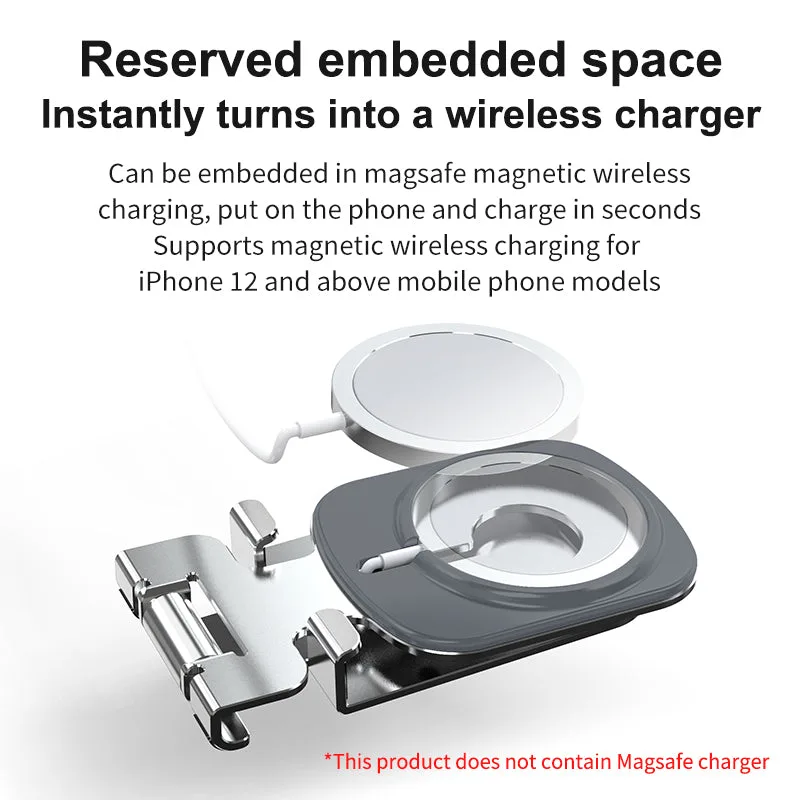 T2 OEM 2IN1 Smart Phone/Tablet Stand Foldable Metal Frame Magsafe Wireless Charger Tabletop Holder For iPad — photo 3