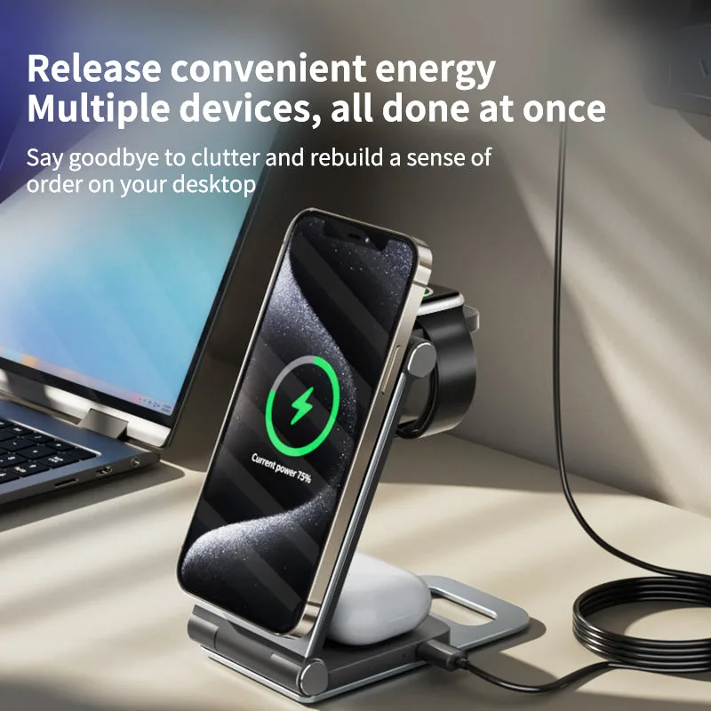 T9 Folding 3 IN 1 Magsafe Wireless Travel Charger with 15W Max Charging Speed for iPhone/Airpods/Apple watch — photo 2
