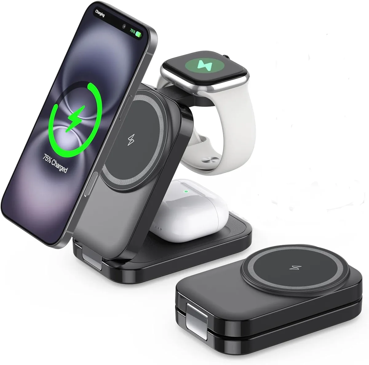 T18 Foldable Magnetic 3IN1 Wireless Charger Holder for apple watch/airpods/iPhone/Samsung — photo 3
