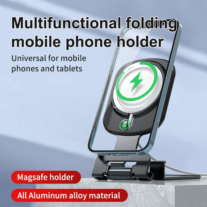 T2 OEM 2IN1 Smart Phone/Tablet Stand Foldable Metal Frame Magsafe Wireless Charger Tabletop Holder For iPad — photo 2