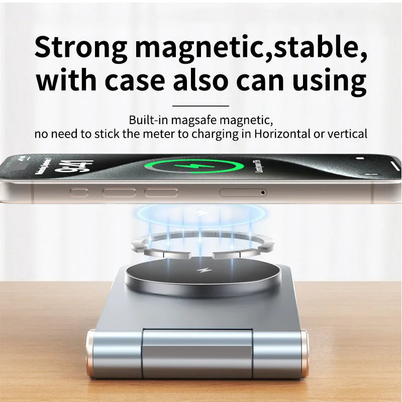 T7 Magsafe 3IN1 Wireless Desk/Travel Charger, 15W Fast Power Induction Charger Pad for iPhone12/13/14/15/16 — photo 4