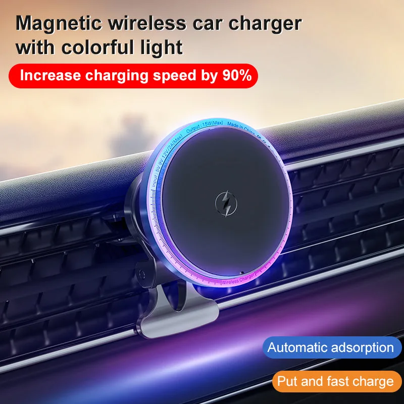M2Pro Car Accessories Magsafe Wireless Chargers Multi-color LED Indicator Light Magnetic Car Charger for iPhone12/13/14/15/16 — photo 2