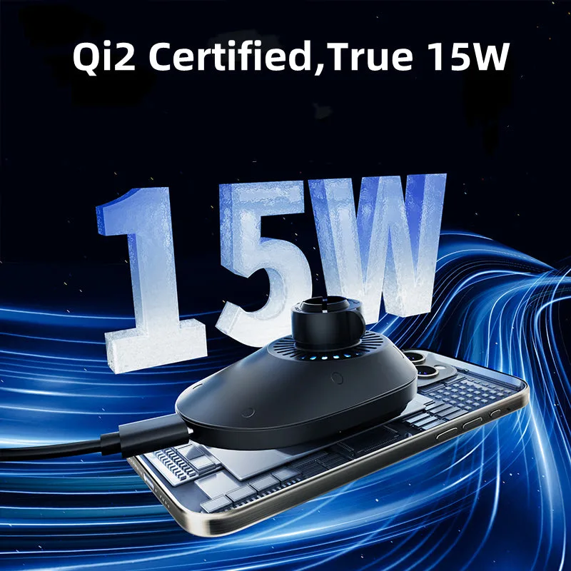 M5 Qi2 True 15W Magsafe Wireless Car Charger Holder with Cooling Fan for iPhone12/13/14/15/16/17 — photo 2