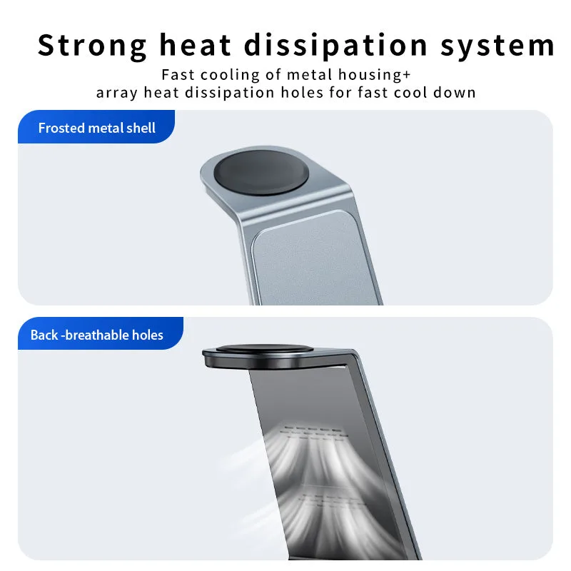 T6 Qi Certified 3 in 1 Wireless Charger Holder, Dual Coils Aluminium Desk Power Charger for Samsung for iPhone/Samsung — photo 3