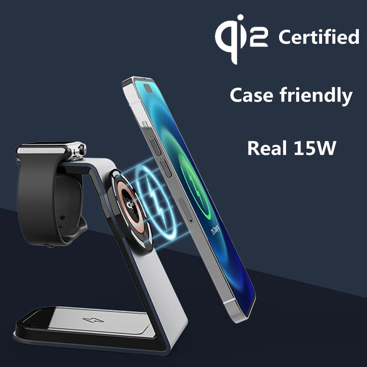 Factory OEM T3 Qi2 Certified Magsafe 3 in 1 Wireless Charger Holder for iPhone12/13/14/15/16/17 — photo 2