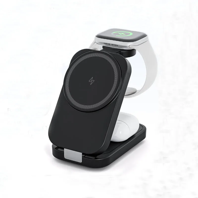 T18 Foldable Magnetic 3IN1 Wireless Charger Holder for apple watch/airpods/iPhone/Samsung — photo 2
