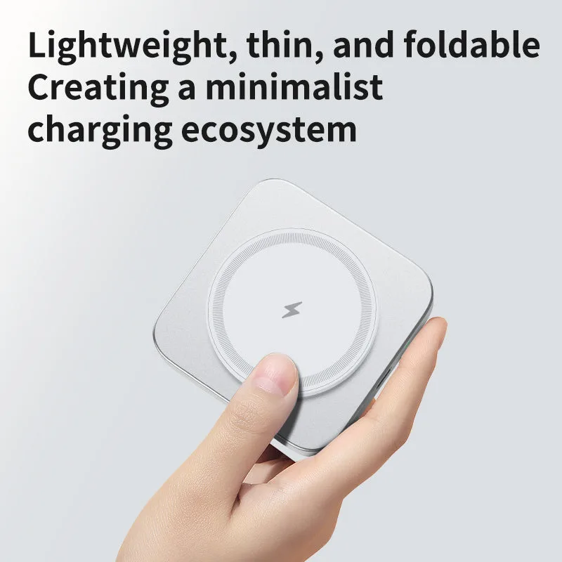 T15 Ultra Mini 2in1 Magsafe Wireless Charger 15W Foldable Wireless Charging Pad Travel Induction Charger for Apple Watch/iPhone — photo 3