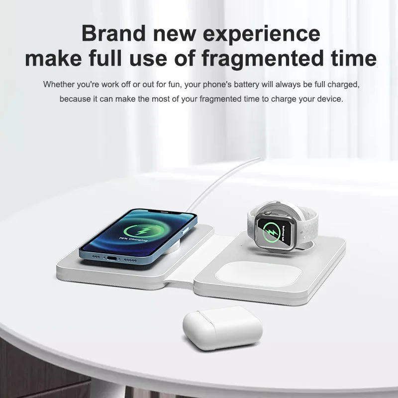 T5 Folding Magsafe 3 in 1 Wireless Charger, 15W Tabletop Chargers Free Upgrade for Apple Watch for iPhone12/13/14/15/16 — photo 5
