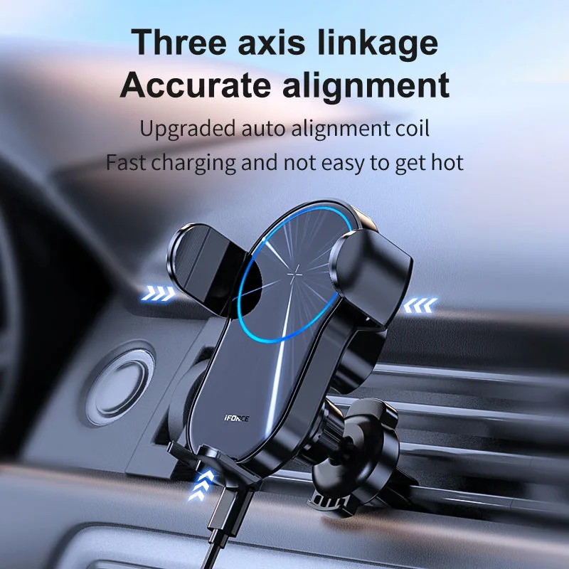 W4 Auto Aim Coil 15W Rapid Wireless Car Charger Holder for iPhone/Samsung/Android — photo 3