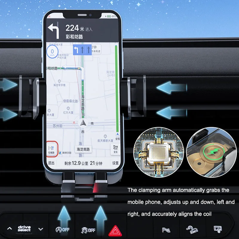 W8Pro Dual Coils Universal Wireless Car Charger for Samsung, Factory OEM 15W Car Mount Induction Wireless Chargers — photo 4