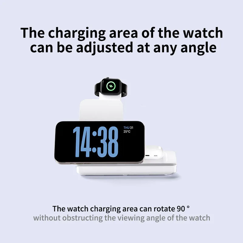 T13 Foldable 3 in 1 Wireless Charger 15W Dual Coils Tabletop induction travel power charger for Samsung/iPhone/earbuds/iwatch — photo 4