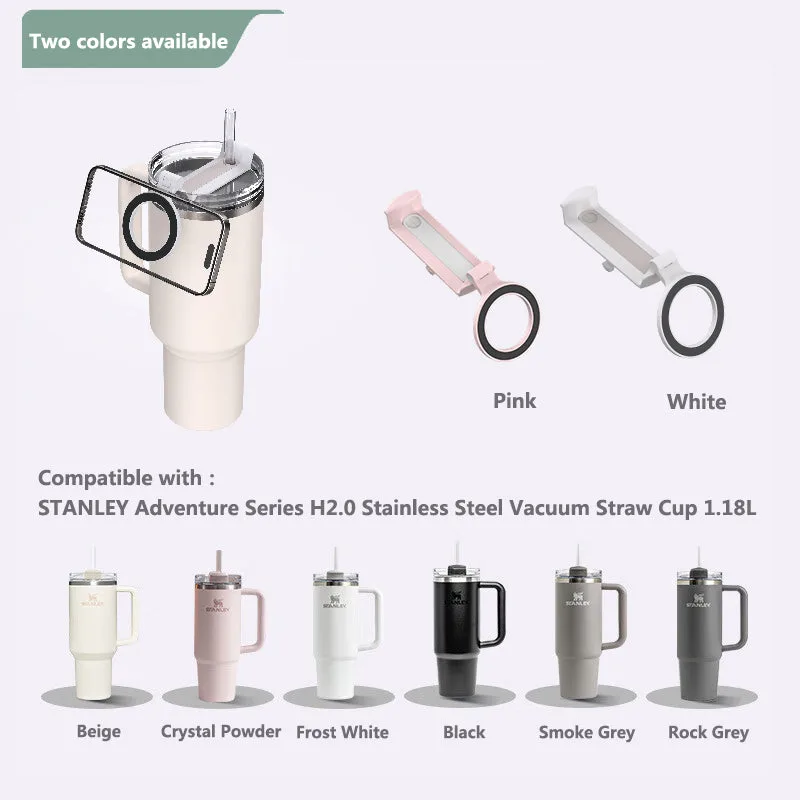 H6 OEM Model Magnetic Mobile Phone Stand for Stanley Cup/White/Pink — photo 2