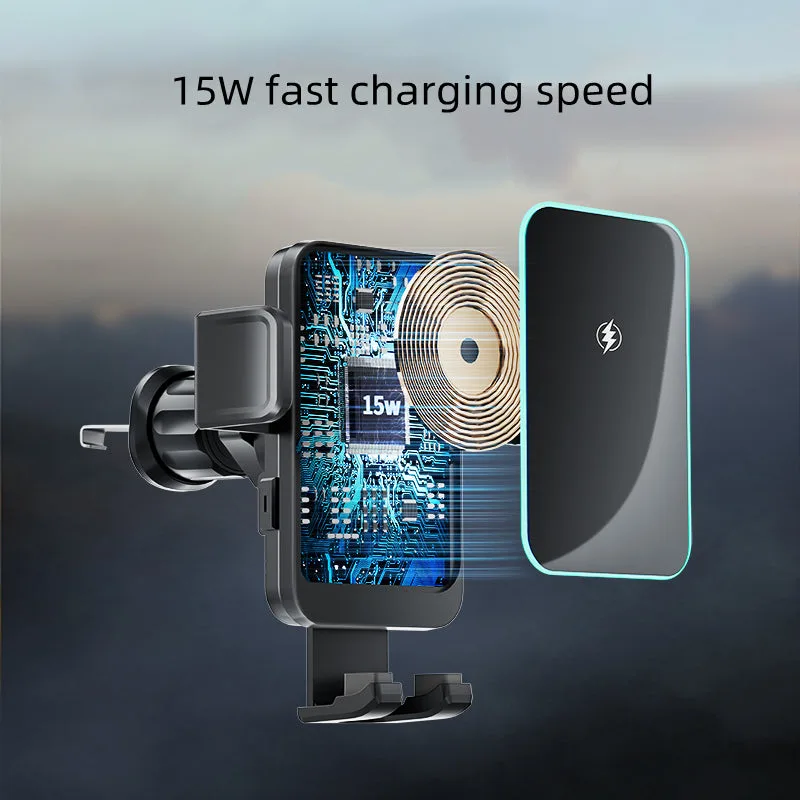 W8 Mini Wireless Car Charger 15W Single Coil Telephone Airvent Mount Wireless Chargers for iPhone/Samsung — photo 3