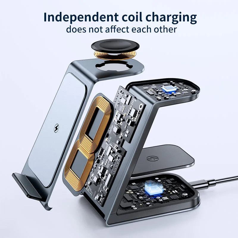 T6 Qi Certified 3 in 1 Wireless Charger Holder, Dual Coils Aluminium Desk Power Charger for Samsung for iPhone/Samsung — photo 5