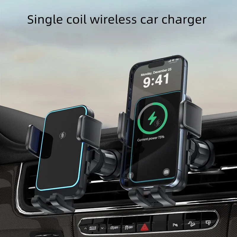 W8 Mini Wireless Car Charger 15W Single Coil Telephone Airvent Mount Wireless Chargers for iPhone/Samsung — photo 2