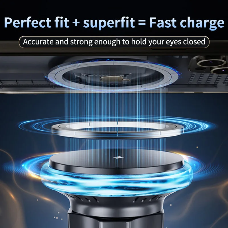 M6 Magsafe Car Mount Wireless Charger, 15W Tight Adsorption Wireless Charger Holder Vehicle Wireless Charging Stand — photo 3
