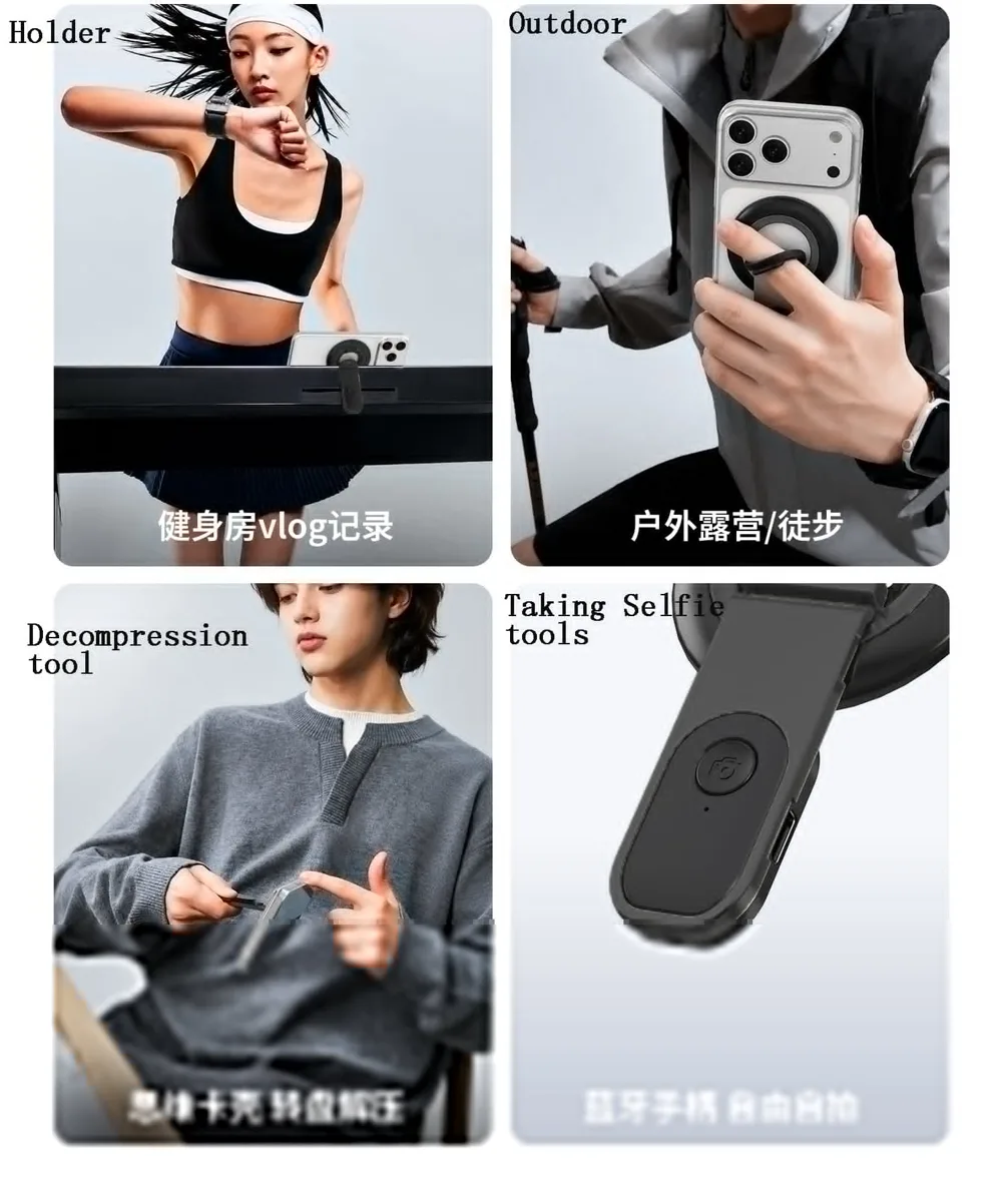 H21 Bluetooth Selfie Remote Controller Magnetic Phone Holder with 1/4 threaded hole — photo 3