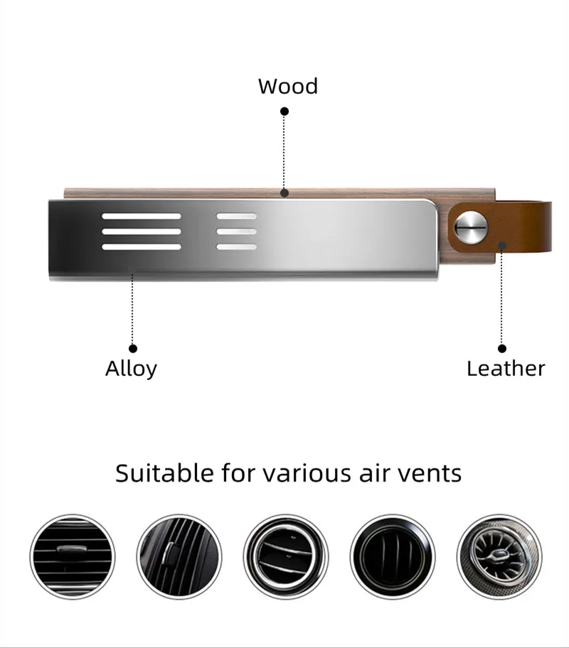S8 Car Air Freshener Aroma Diffuser Alloy Wood Car Aromatherapy Air Outlet Fragrance Essential Oil Extraction Solid Perfumes — photo 4